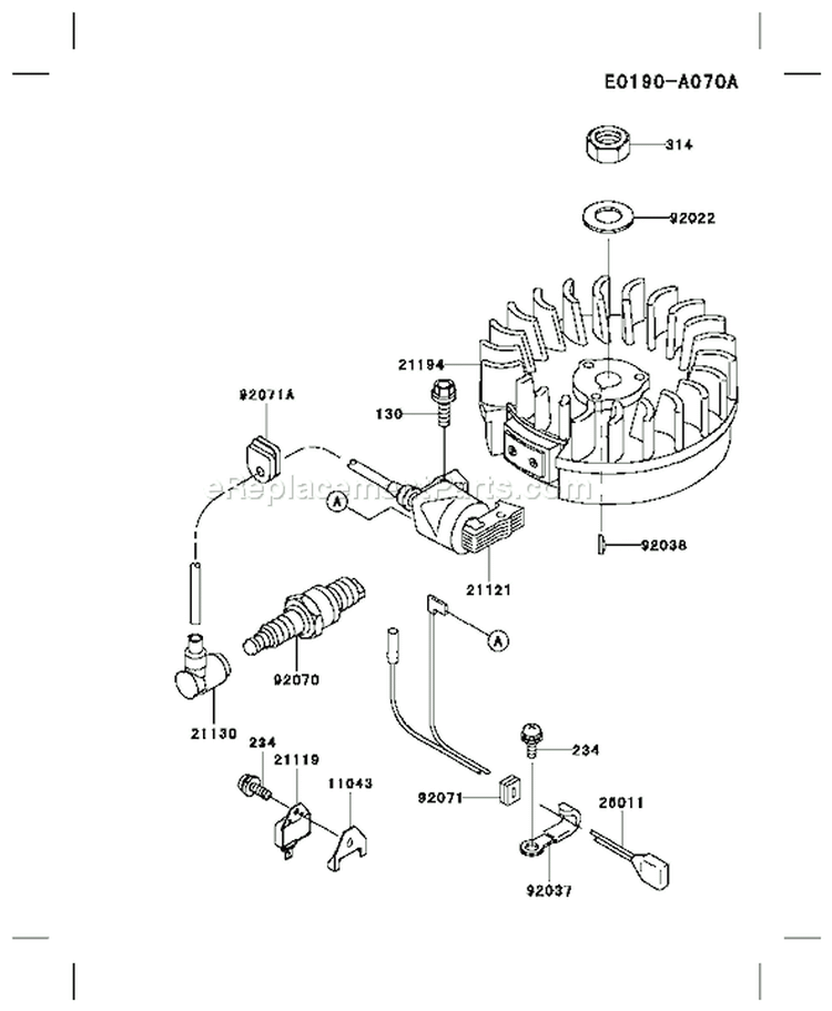 Page F Diagram and Parts List for FB460V KS01 Kawasaki Engine