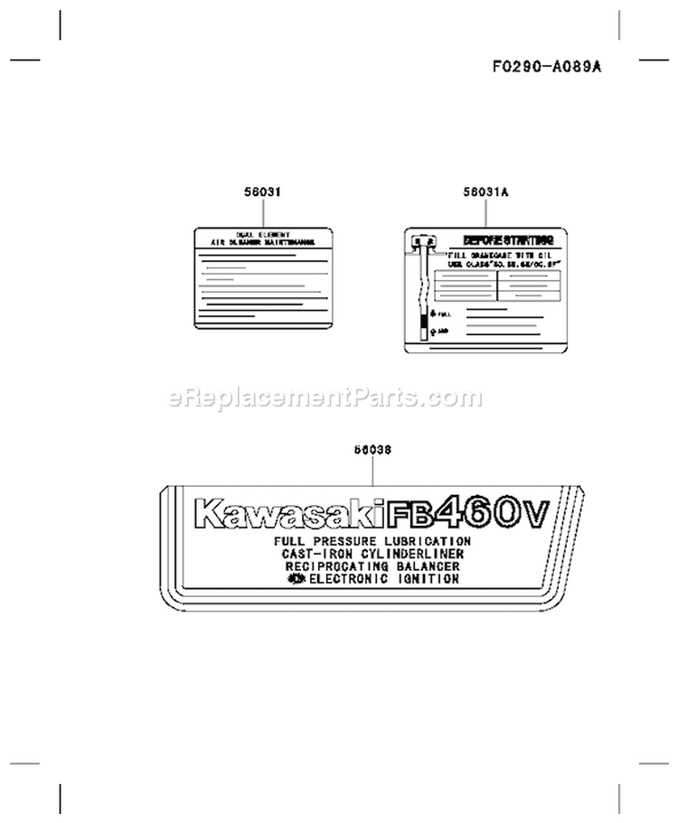 Page G Diagram and Parts List for FB460V HS14 Kawasaki Engine
