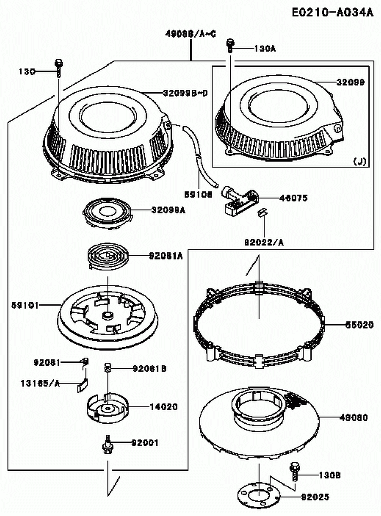Page J Diagram and Parts List for FB460V LS01 Kawasaki Engine