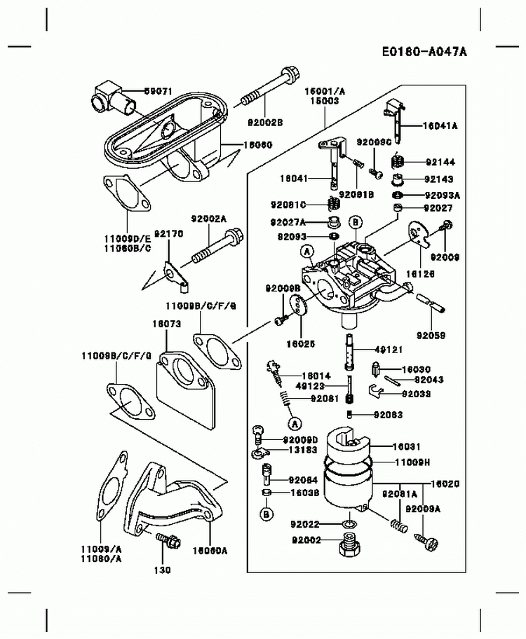 Page B Diagram and Parts List for FB460V LS01 Kawasaki Engine