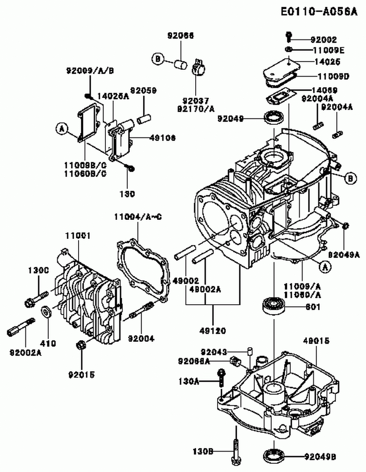Page E Diagram and Parts List for FB460V LS01 Kawasaki Engine