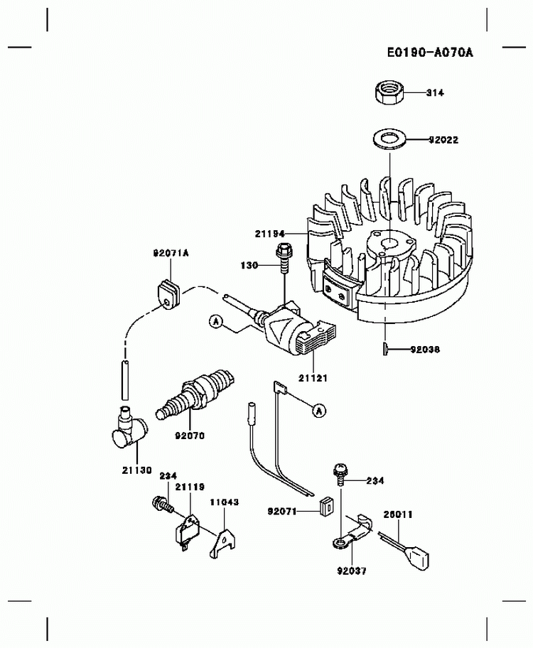 Page F Diagram and Parts List for FB460V LS01 Kawasaki Engine