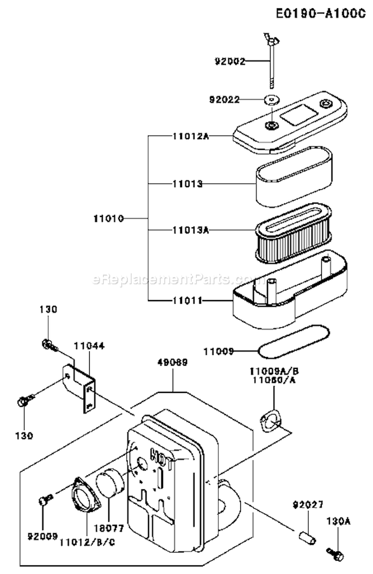 Page A Diagram and Parts List for FB460V MS08 Kawasaki Engine