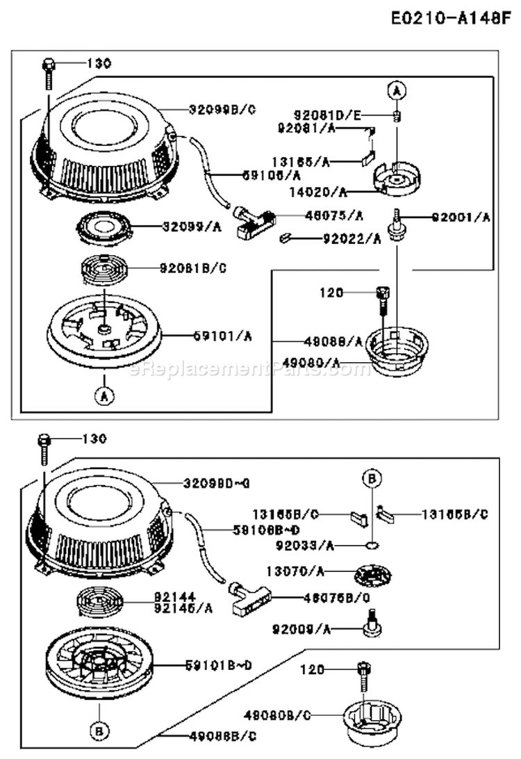 Page J Diagram and Parts List for FB460V MS08 Kawasaki Engine