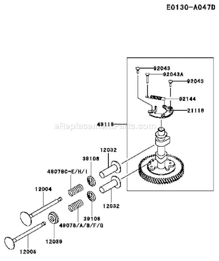 Page K Diagram and Parts List for FB460V MS08 Kawasaki Engine
