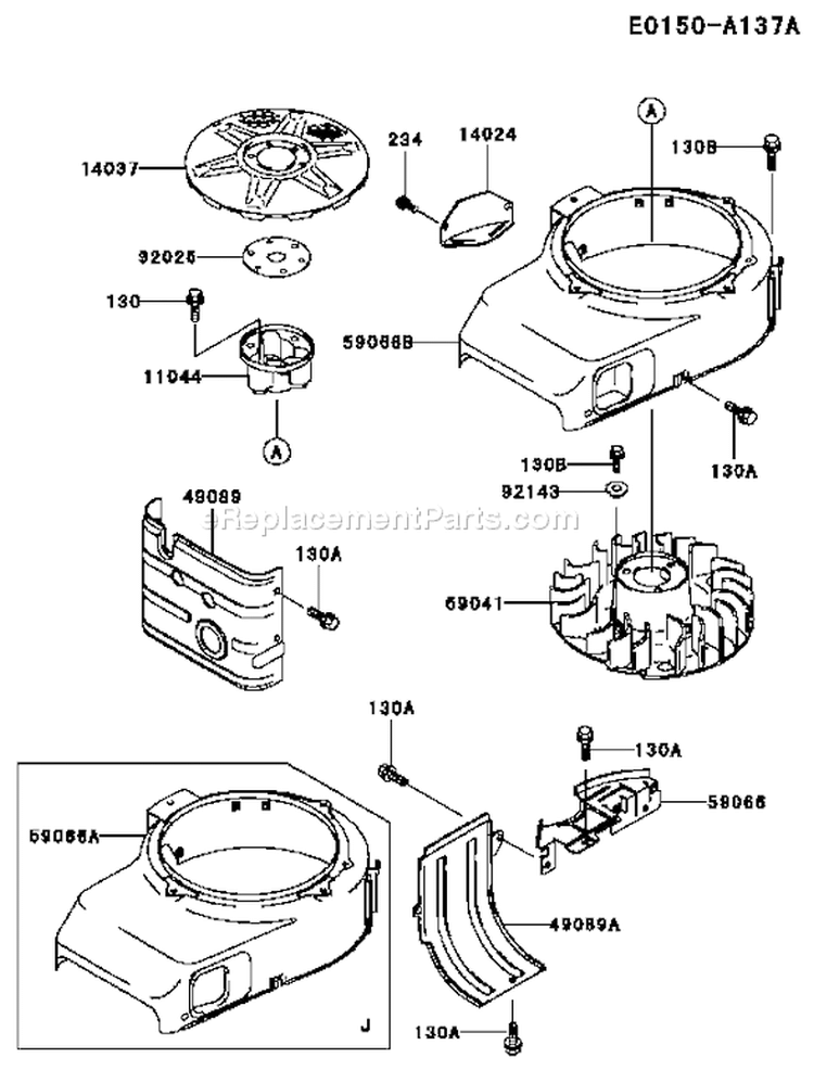 Page D Diagram and Parts List for FB460V MS08 Kawasaki Engine