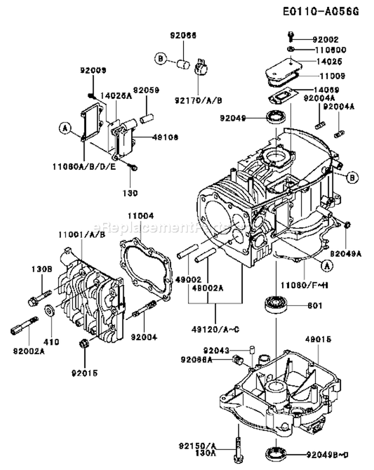 Page E Diagram and Parts List for FB460V MS08 Kawasaki Engine