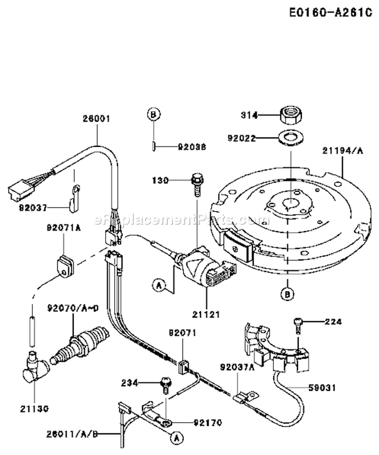 Page F Diagram and Parts List for FB460V MS08 Kawasaki Engine
