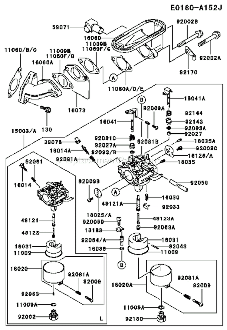 Page B Diagram and Parts List for FB460V LS14 Kawasaki Engine