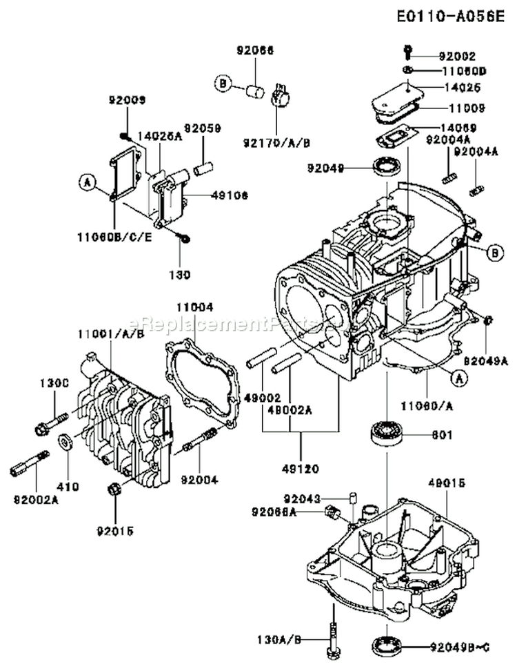 Page E Diagram and Parts List for FB460V ES36 Kawasaki Engine