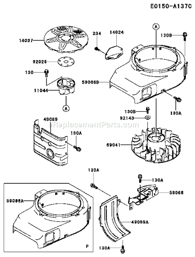 Page D Diagram and Parts List for FB460V RS01 Kawasaki Engine