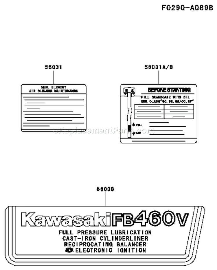 Page G Diagram and Parts List for FB460V ES36 Kawasaki Engine