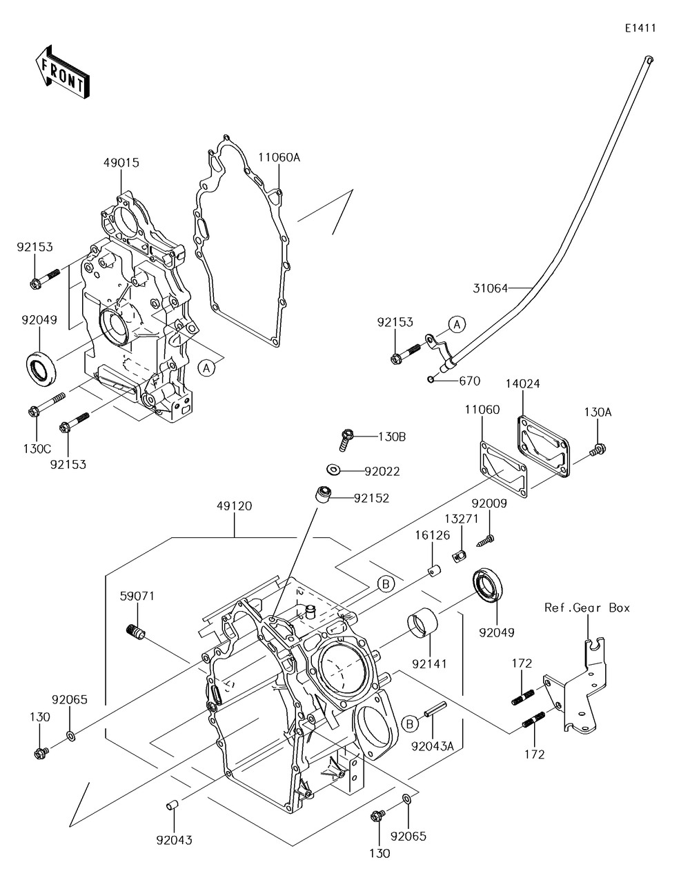 Crankcase Diagram and Parts List for KAF620TJF 2018 Kawasaki Lawn Tractor Accessories