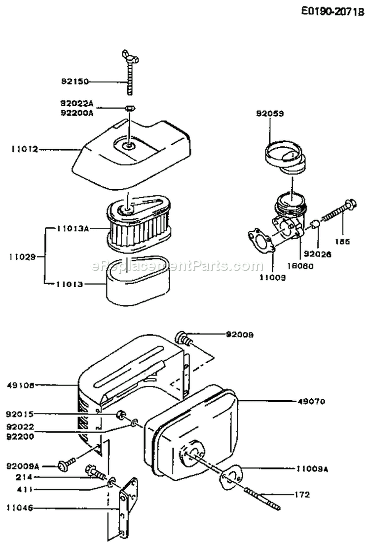 Page A Diagram and Parts List for FC150V AA00 Kawasaki Engine