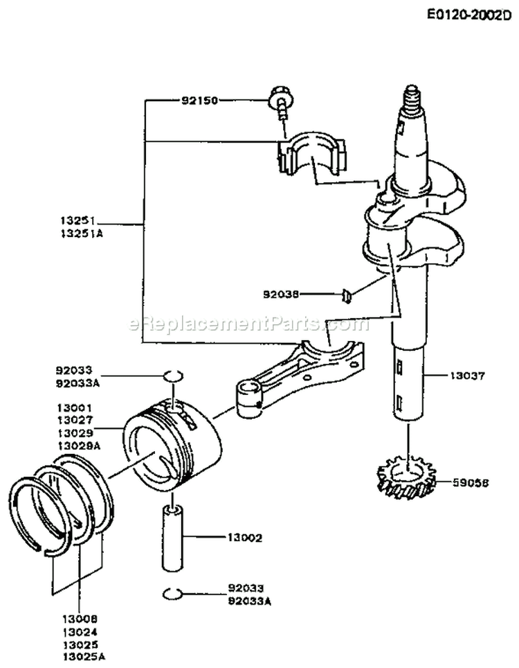 Page J Diagram and Parts List for FC150V AA00 Kawasaki Engine