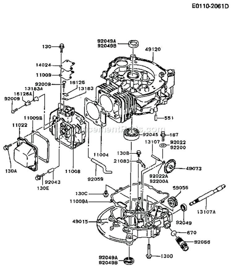 Page E Diagram and Parts List for FC150V AA00 Kawasaki Engine