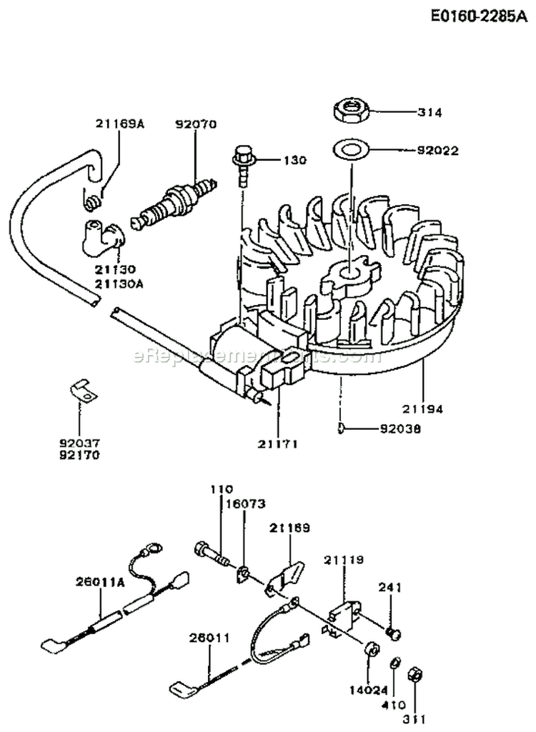 Page F Diagram and Parts List for FC150V AA00 Kawasaki Engine