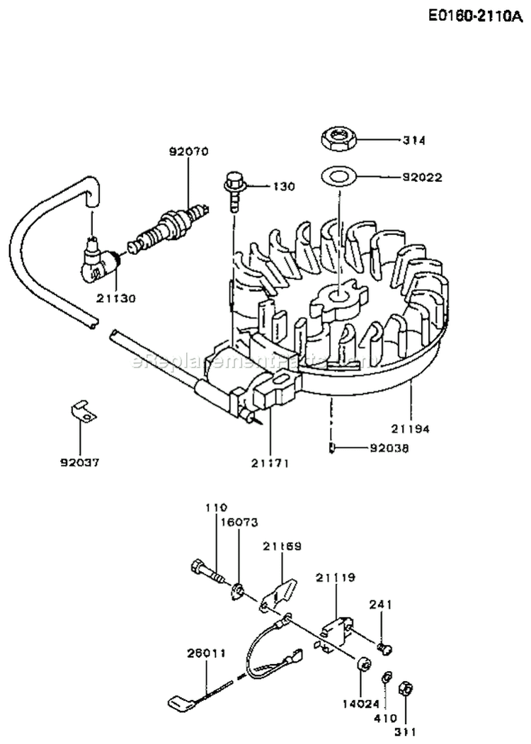 Page F Diagram and Parts List for FC150V AS03 Kawasaki Engine