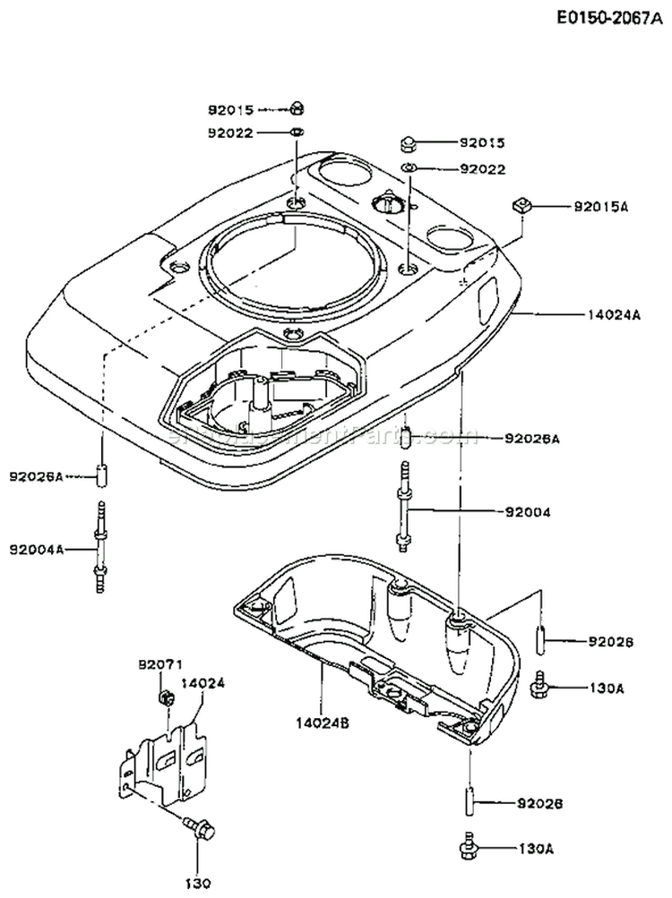 Page E Diagram and Parts List for FC150V AS04 Kawasaki Engine