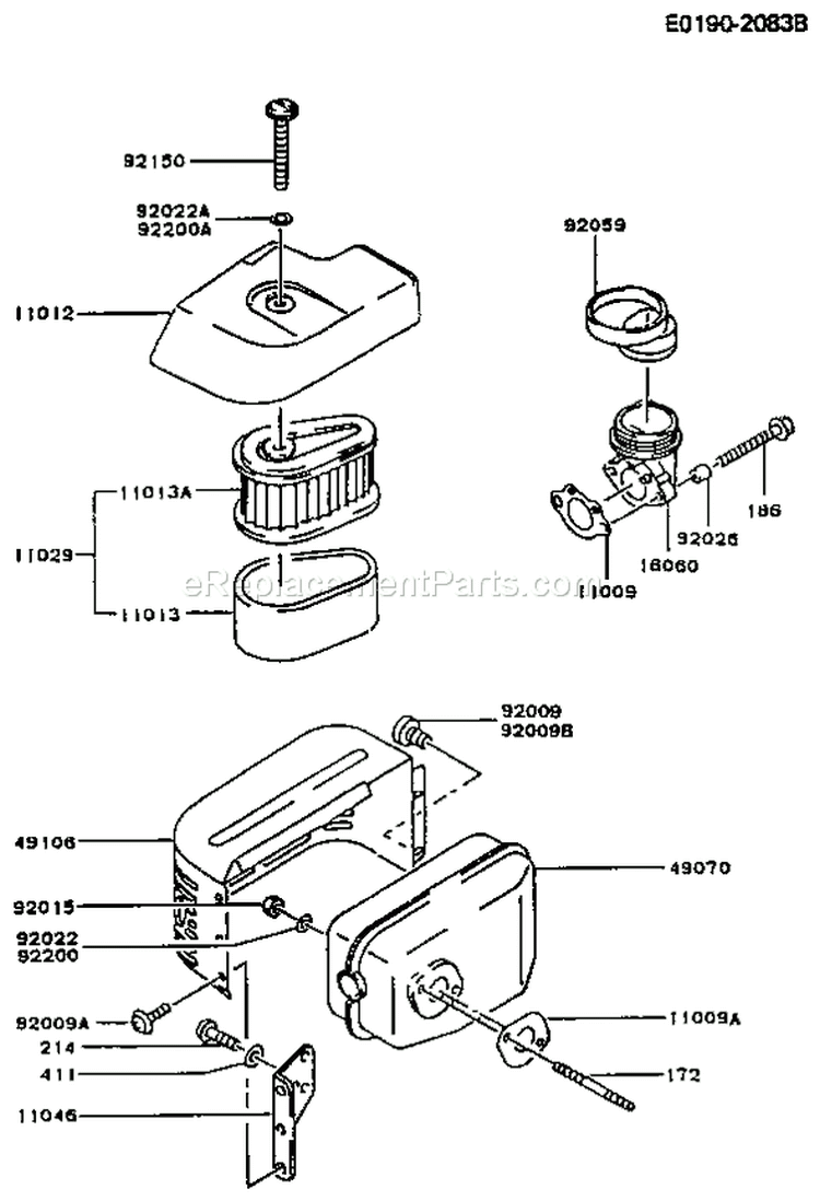 Page A Diagram and Parts List for FC150V BS50 Kawasaki Engine