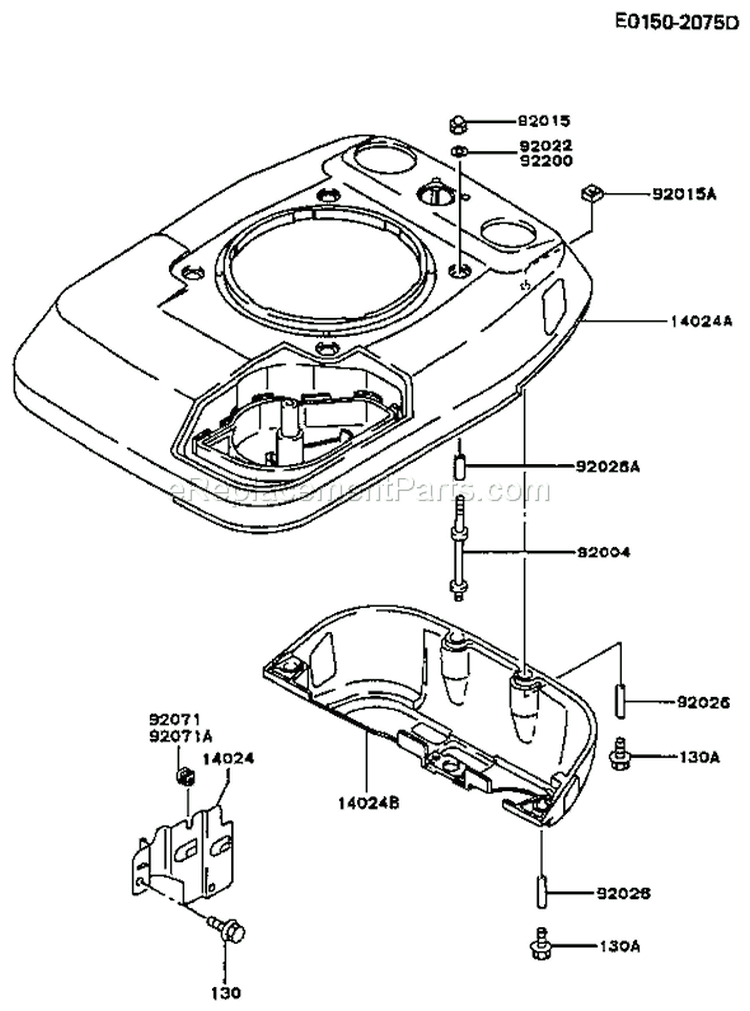 Page D Diagram and Parts List for FC150V BS50 Kawasaki Engine
