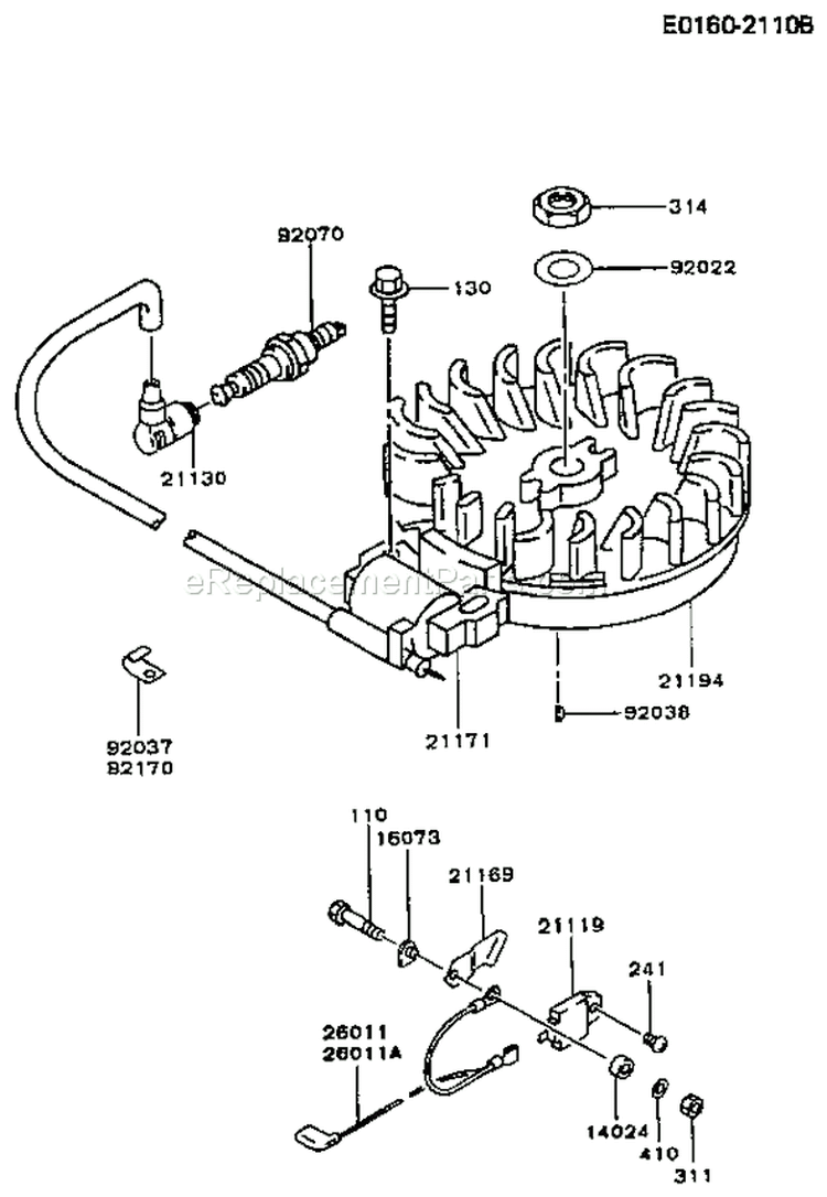 Page F Diagram and Parts List for FC150V BS50 Kawasaki Engine