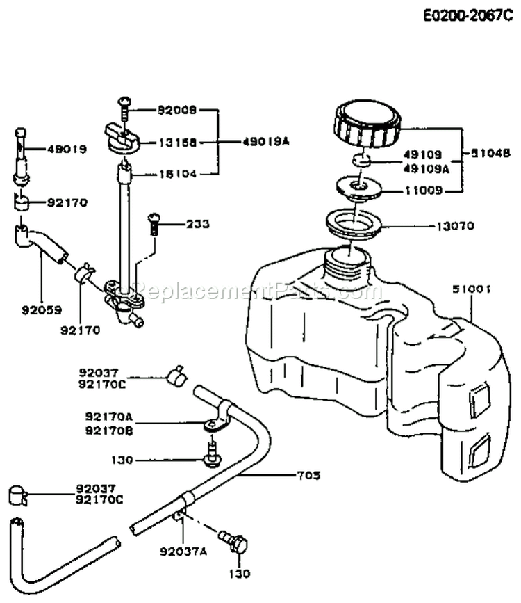 Page G Diagram and Parts List for FC150V BS50 Kawasaki Engine