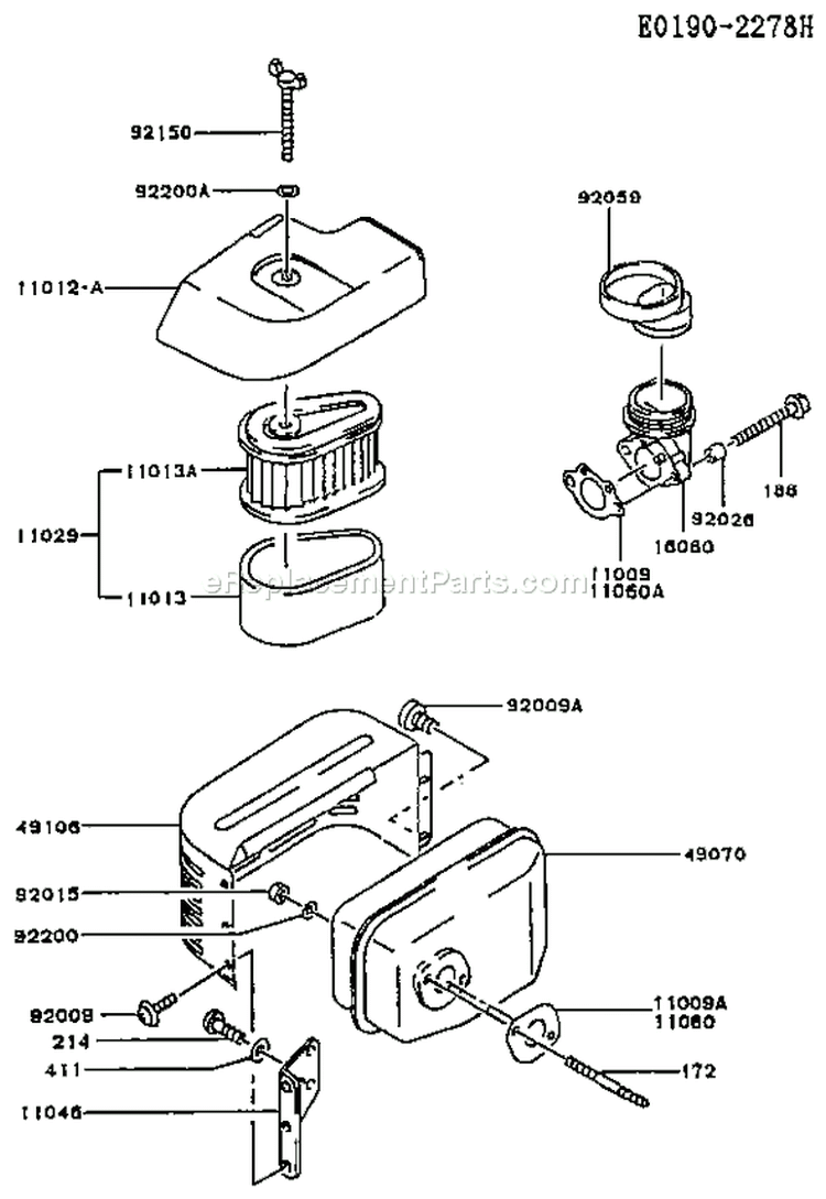 Page A Diagram and Parts List for FC150V EA00 Kawasaki Engine