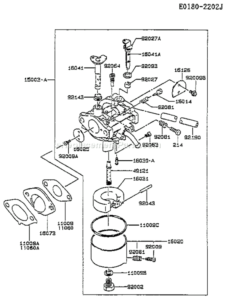 Page B Diagram and Parts List for FC150V EA00 Kawasaki Engine
