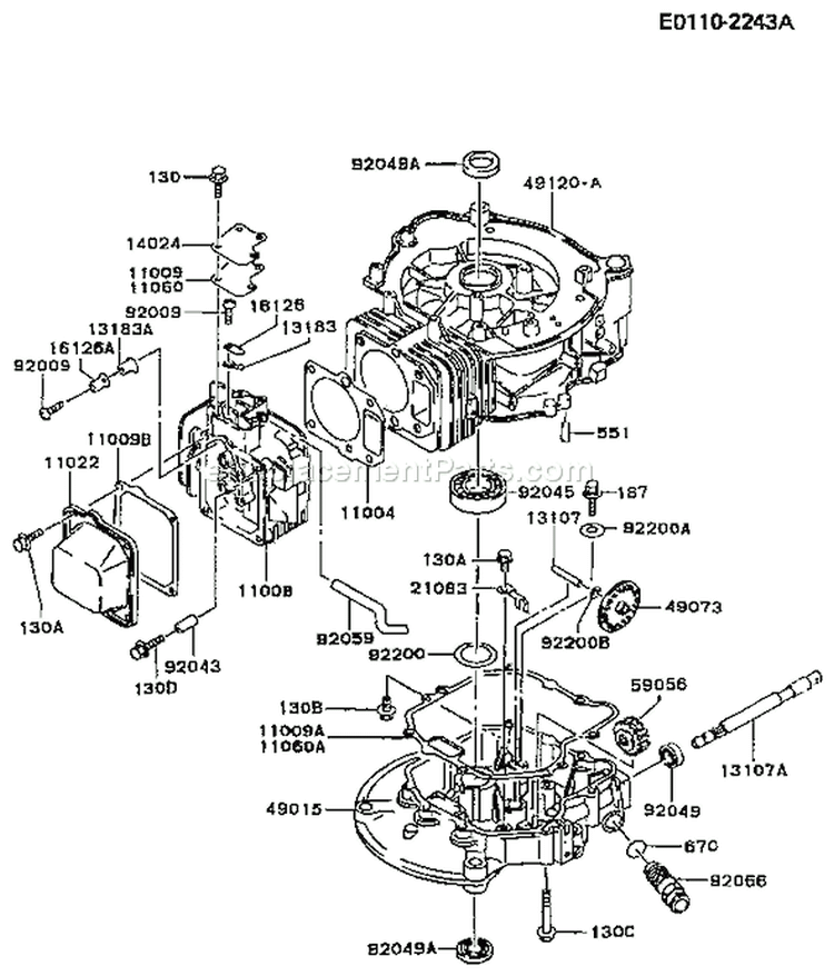 Page E Diagram and Parts List for FC150V EA00 Kawasaki Engine