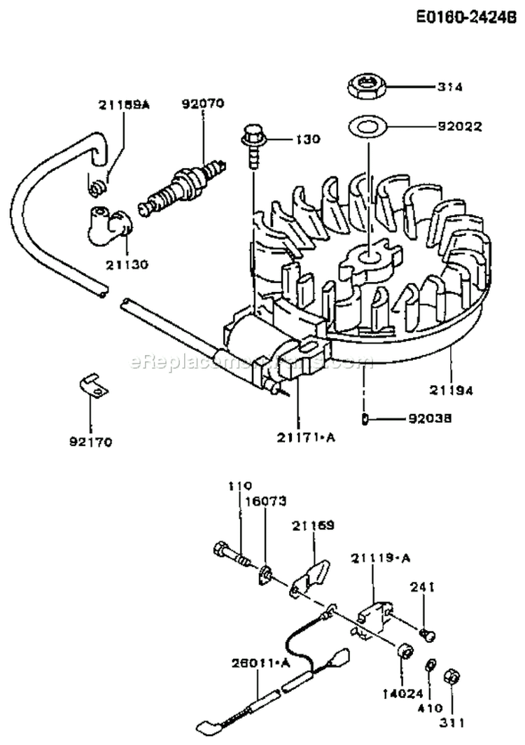 Page F Diagram and Parts List for FC150V EA00 Kawasaki Engine