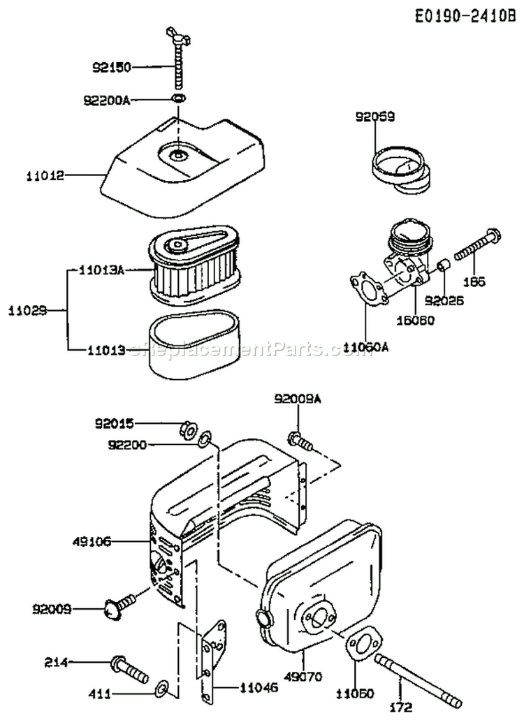 Page A Diagram and Parts List for FC150V ES08 Kawasaki Engine