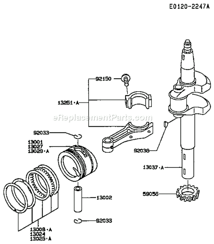 Page K Diagram and Parts List for FC150V ES08 Kawasaki Engine