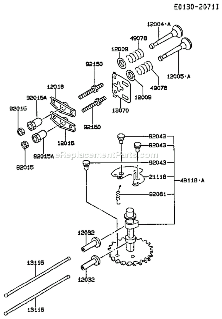 Page M Diagram and Parts List for FC150V ES08 Kawasaki Engine