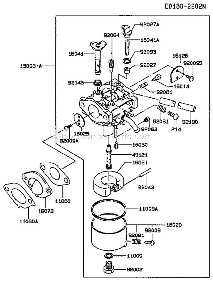 Page C Diagram and Parts List for FC150V ES08 Kawasaki Engine