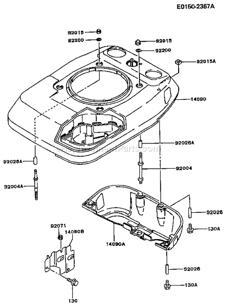 Page E Diagram and Parts List for FC150V ES08 Kawasaki Engine