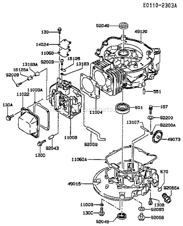 Page F Diagram and Parts List for FC150V ES08 Kawasaki Engine