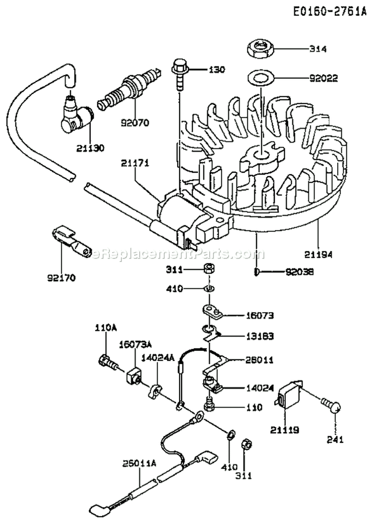 Page G Diagram and Parts List for FC150V ES08 Kawasaki Engine