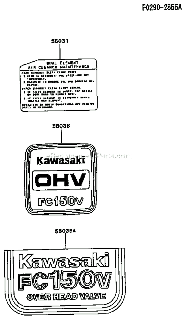 Page I Diagram and Parts List for FC150V ES08 Kawasaki Engine