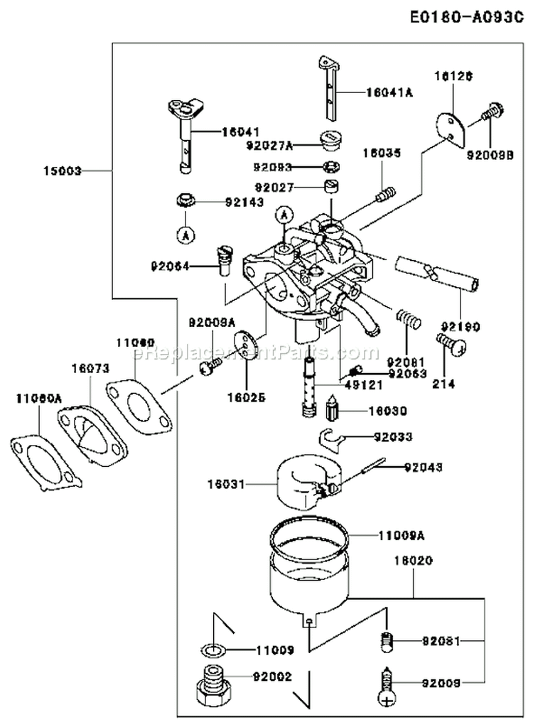 Page C Diagram and Parts List for FC150V ES15 Kawasaki Engine