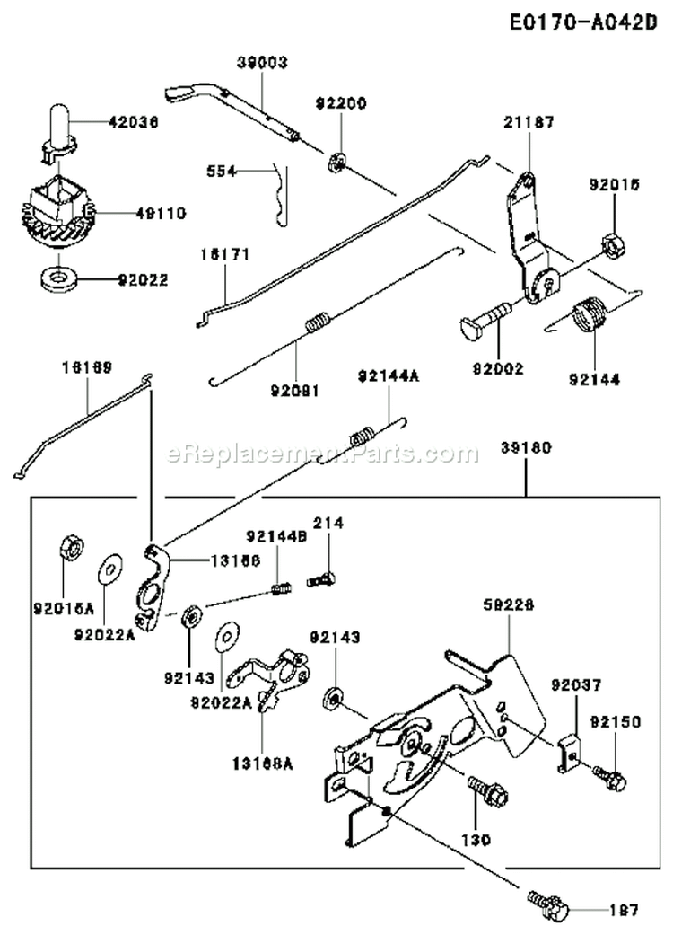 Page D Diagram and Parts List for FC150V ES15 Kawasaki Engine