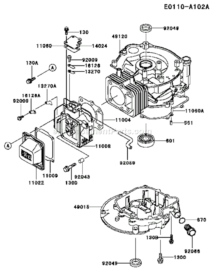 Page F Diagram and Parts List for FC150V ES15 Kawasaki Engine