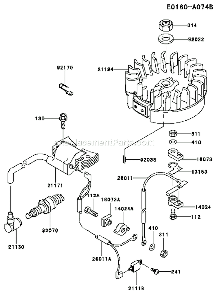 Page G Diagram and Parts List for FC150V ES15 Kawasaki Engine