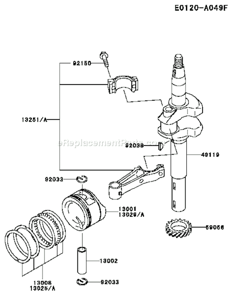 Page K Diagram and Parts List for FC150V ES15 Kawasaki Engine
