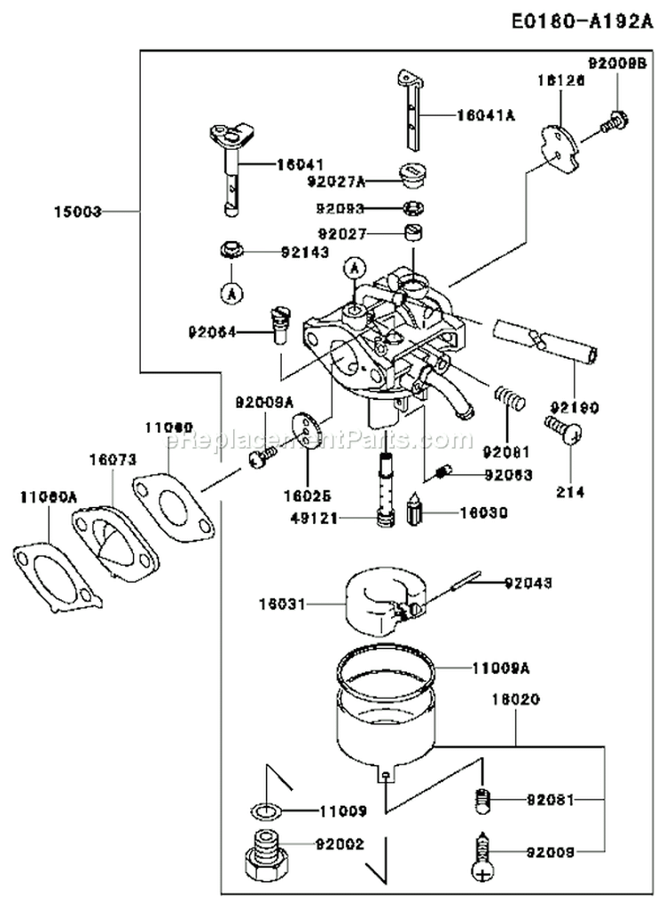 Page C Diagram and Parts List for FC150V ES17 Kawasaki Engine