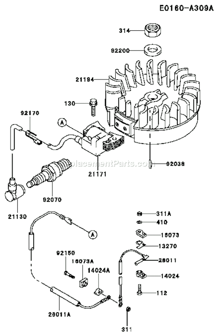 Page G Diagram and Parts List for FC150V ES17 Kawasaki Engine