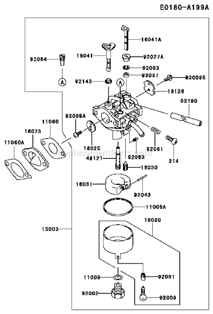 Page C Diagram and Parts List for FC150V ES18 Kawasaki Engine
