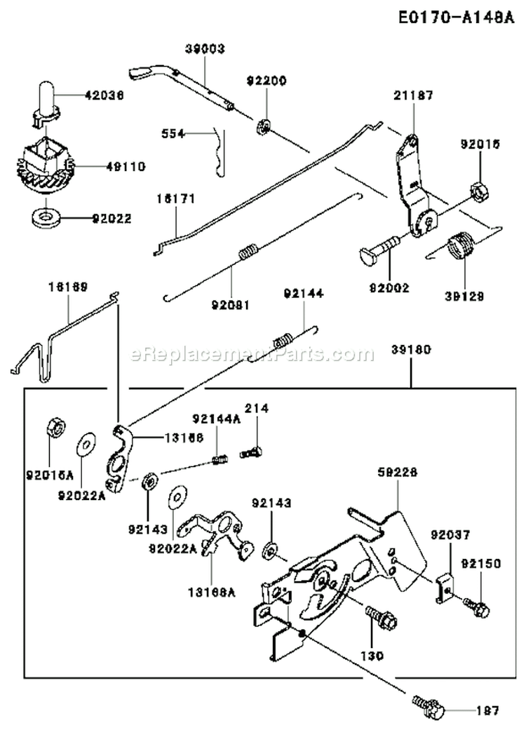Page D Diagram and Parts List for FC150V ES18 Kawasaki Engine