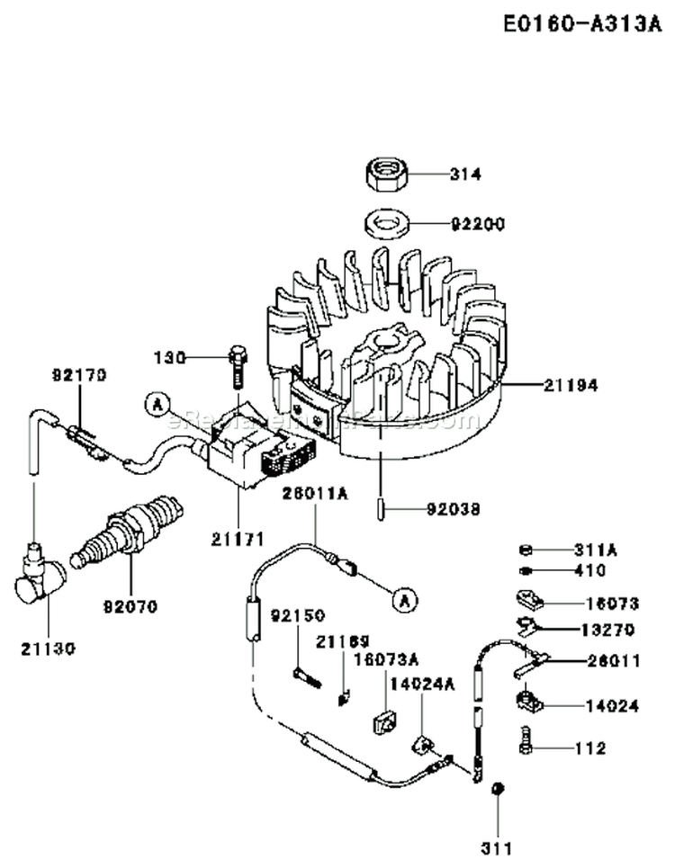 Page G Diagram and Parts List for FC150V ES18 Kawasaki Engine