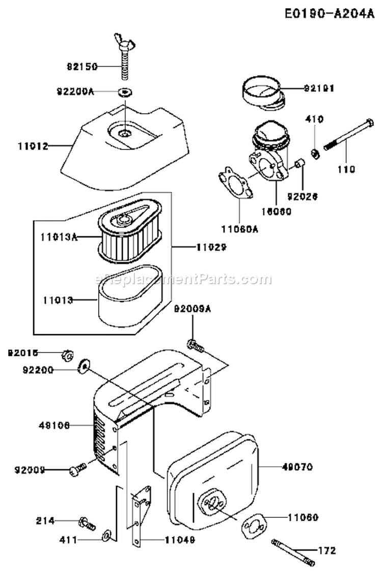 Page A Diagram and Parts List for FC150V ES19 Kawasaki Engine
